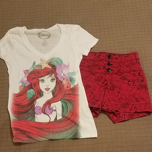 Hot Topic Pants - Lovesick mermaid shorts and Ariel T-Shirt set